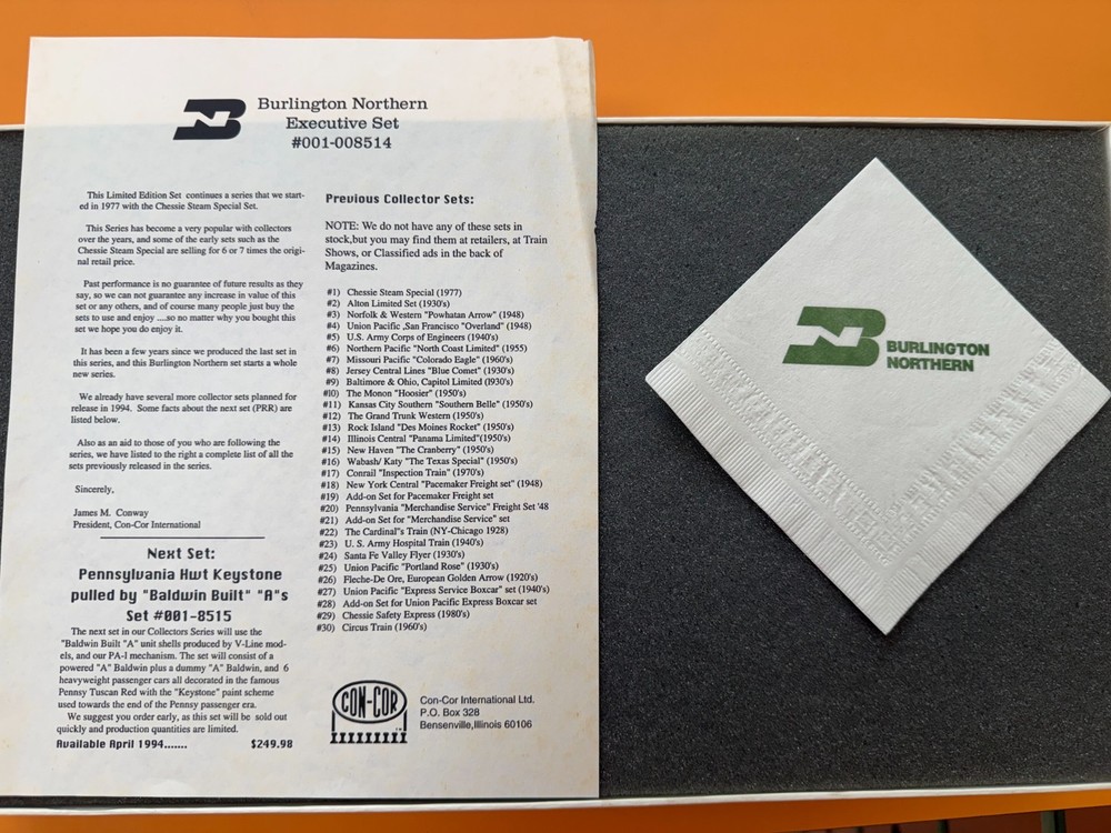 Con-Cor Burlington Northern 'Executive Train' Set