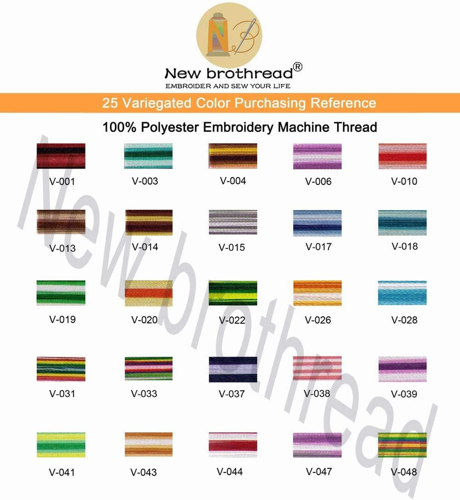 New Brothread 25 Colors Variegated Polyester Embroidery Machine Thread Kit 500M