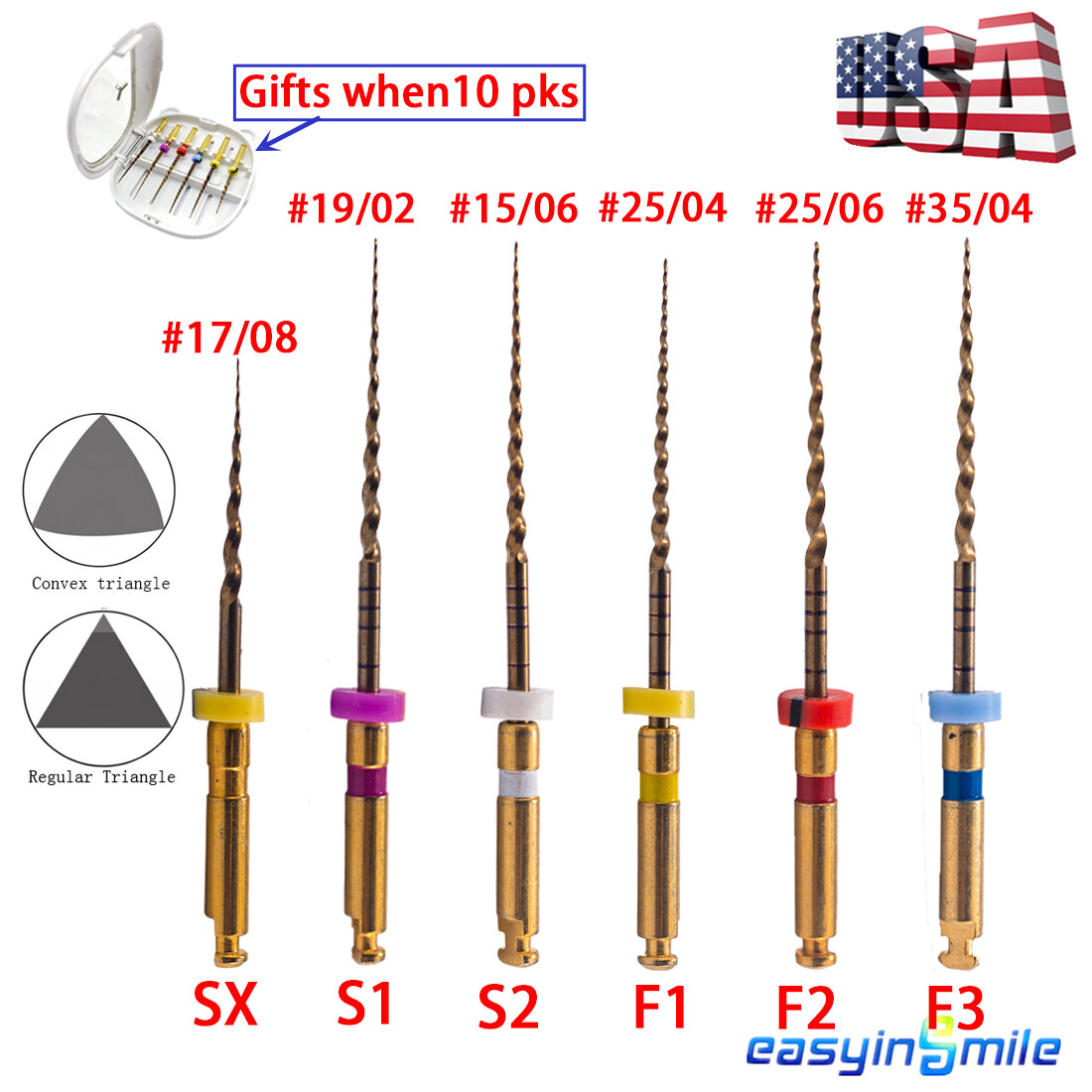 6pcs Endodontic Dental Endo Files Rotary NITI Files X-Pro Gold Taper 21/25/31MM