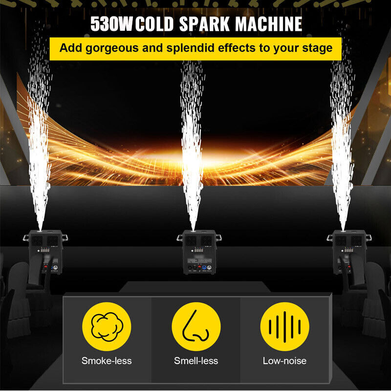 2Pcs Cold Spark Firework Machine 700W DMX Stage DJ Party Effect Machine W/Case