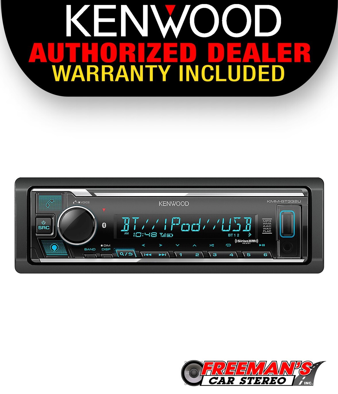 Kenwood KMM-BT332U 1-DIN Multimedia Car Stereo Receiver