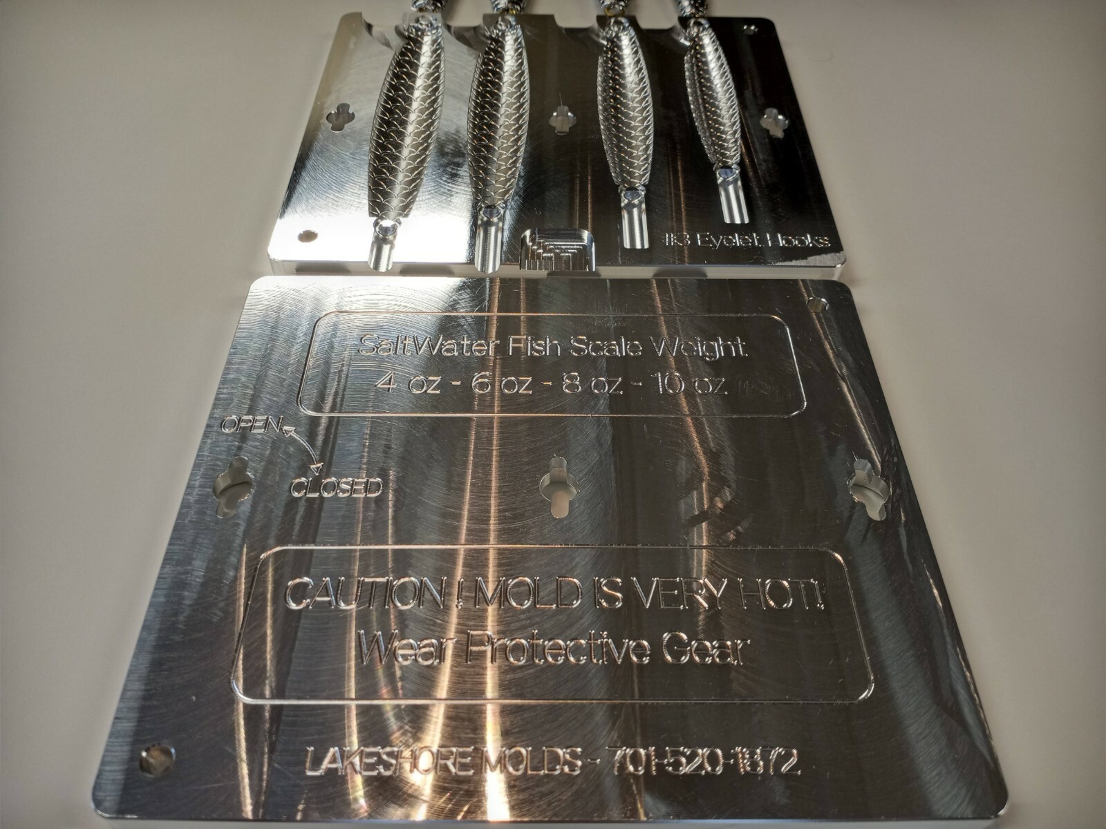 Saltwater Jigging Spoon Mold with Fish Scale Texture Aluminum CNC Machined