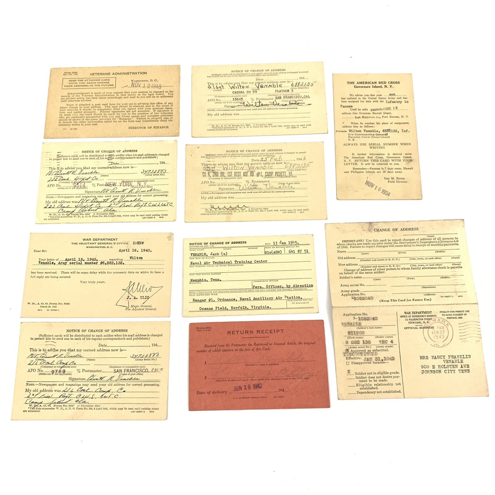 Vintage 1930’s 1940’s World War Department Postal Cards #6901