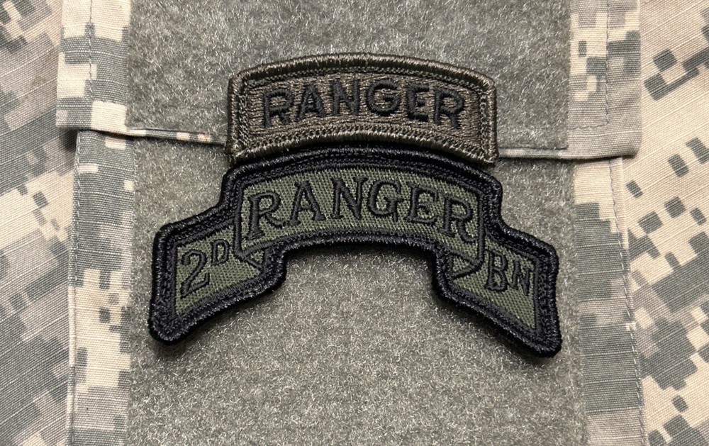 US Army 2nd Ranger Battalion Scroll/Ranger Tab BDU w/ Hook 75th Regiment Patch