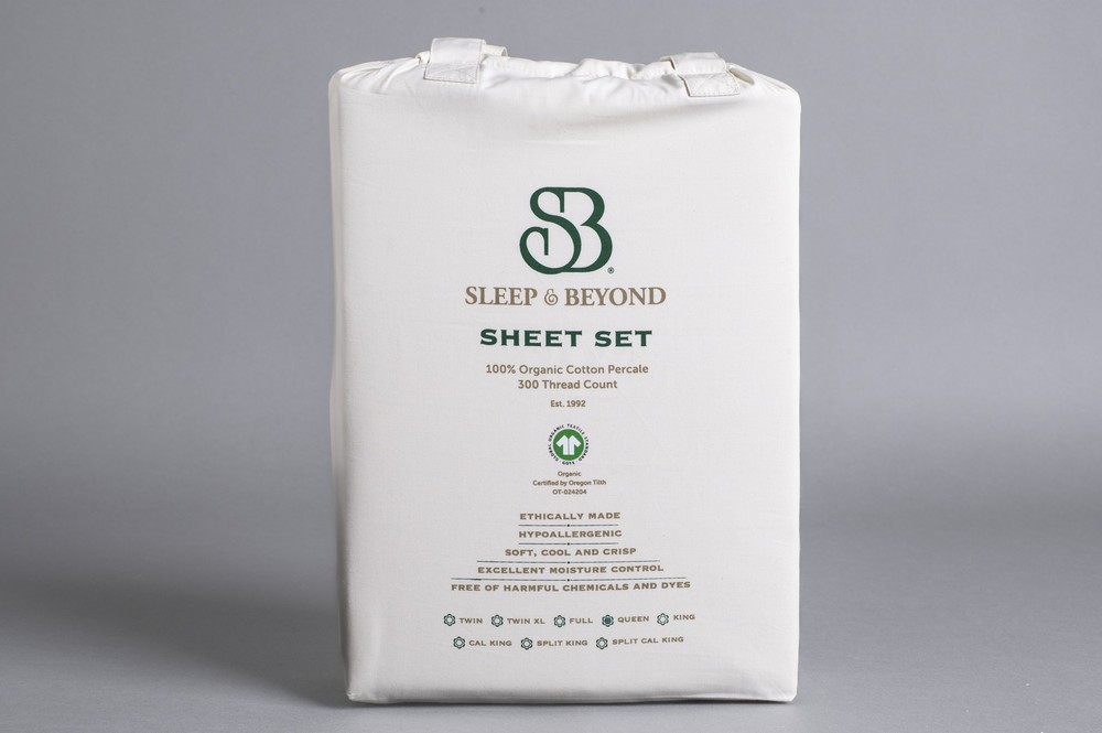 Sleep & Beyond 100% Cotton 300TC Percale Classic Ivory Sheet Set