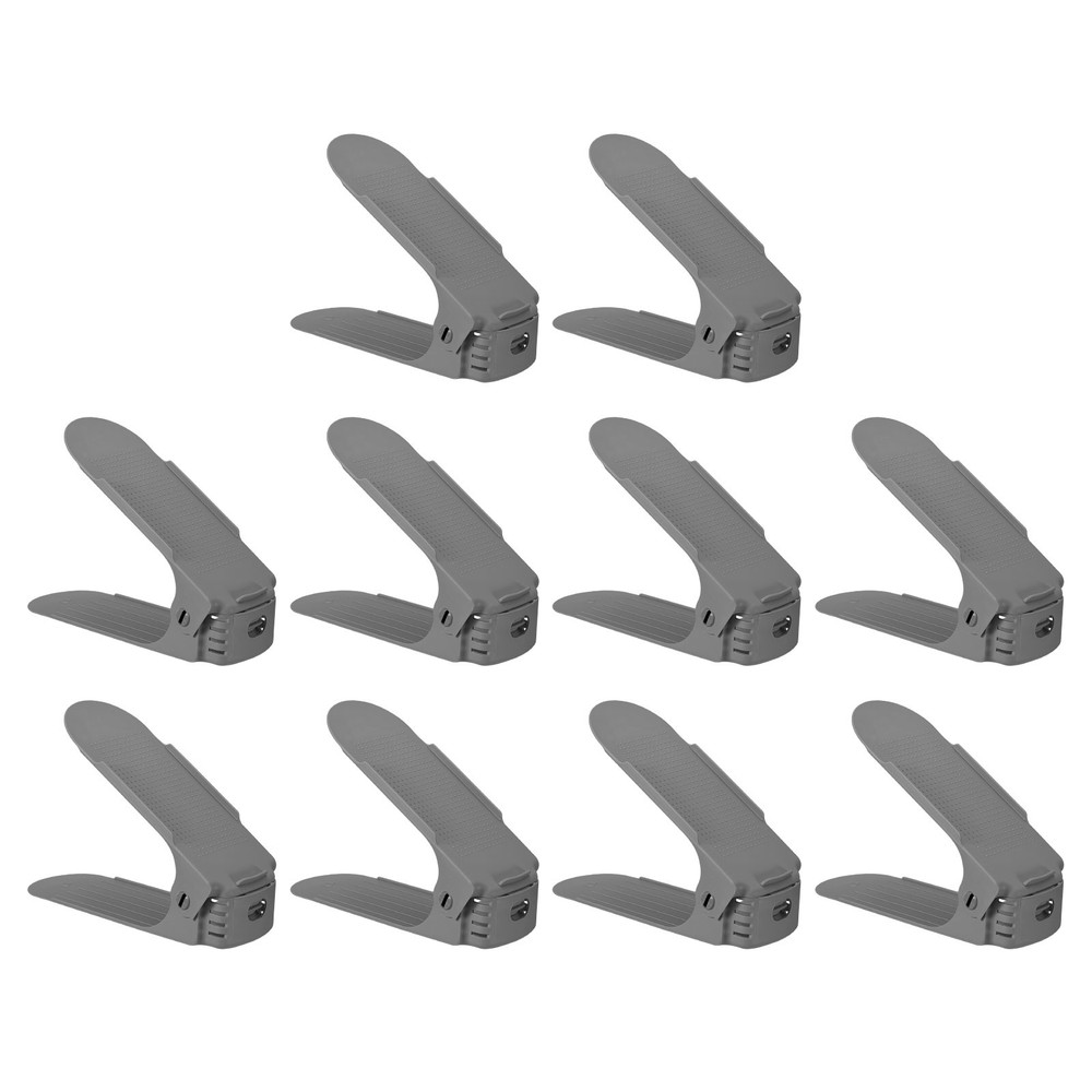 20pcs Shoe Slots Organizer Adjustable Double Layer Space Saving Shoe Rack Gray