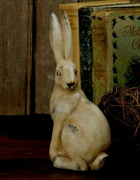New Primitive RABBIT SITTING 8" T Easter BUNNY Spring Farmhouse French Country