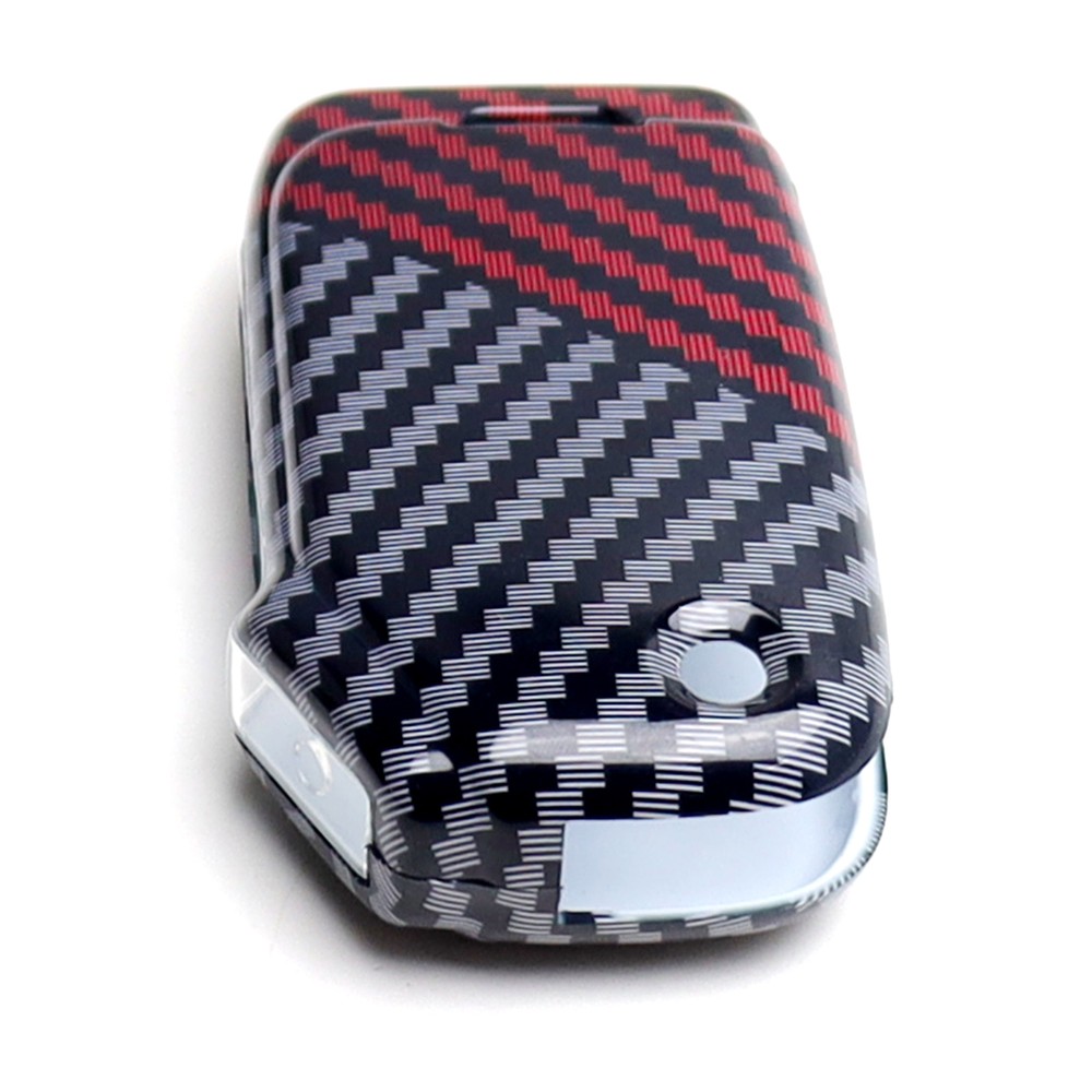 Black/Red "Carbon" Pattern Hard Key Case Shell For Kia Side Button Smart Key Fob