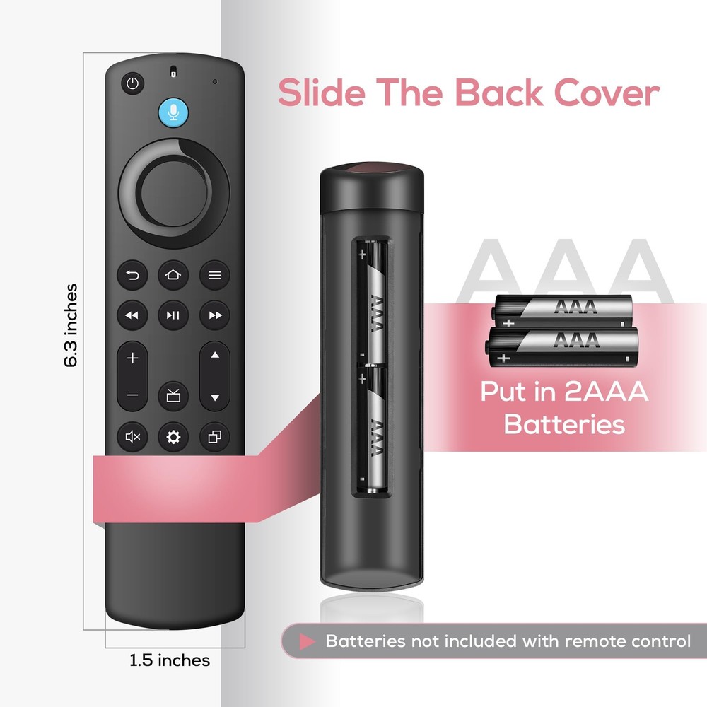 Replacement Voice Remote Control for Fire Series, TV Cube/Stick, Black