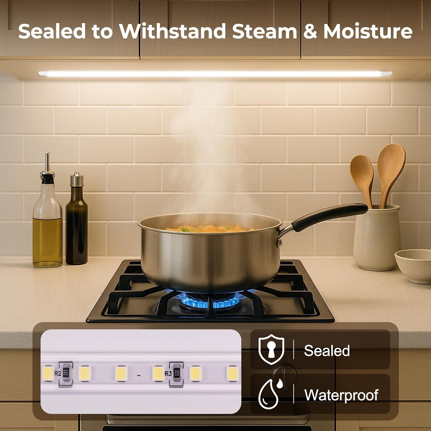 Hardwired under Cabinet Lighting for Kitchen,24Inch 6000K White Wired Undercount