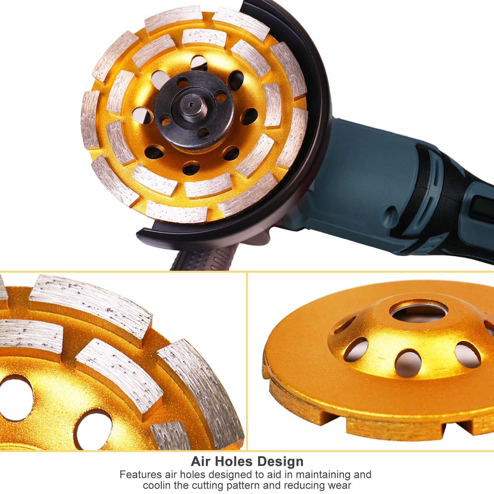 4‑1/2″ Double & Turbo Row Diamond Grinding Cup Wheel – Wet/Dry Concrete Tile