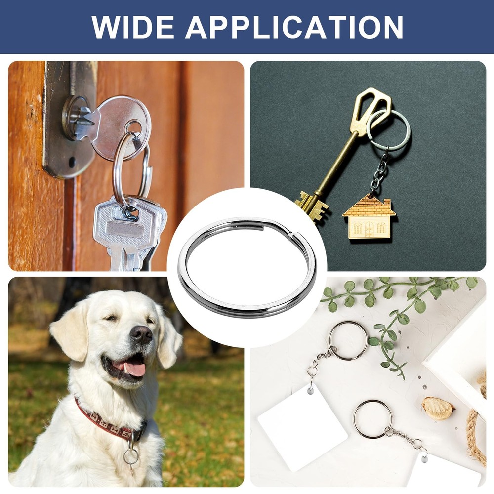 200PCS Split Key Rings,Bulk Rings Silver Ring Accessories for silvery