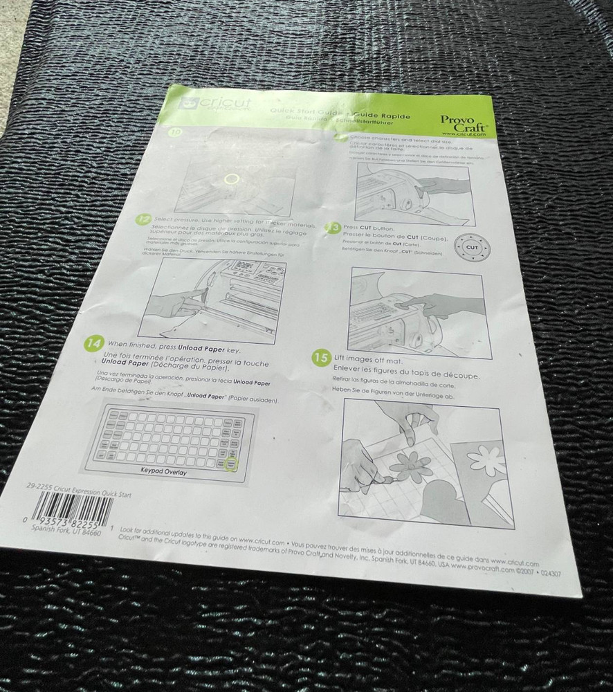 cricut expression Quick Start Guide ONLY Provo Craft Crafts 29-2255
