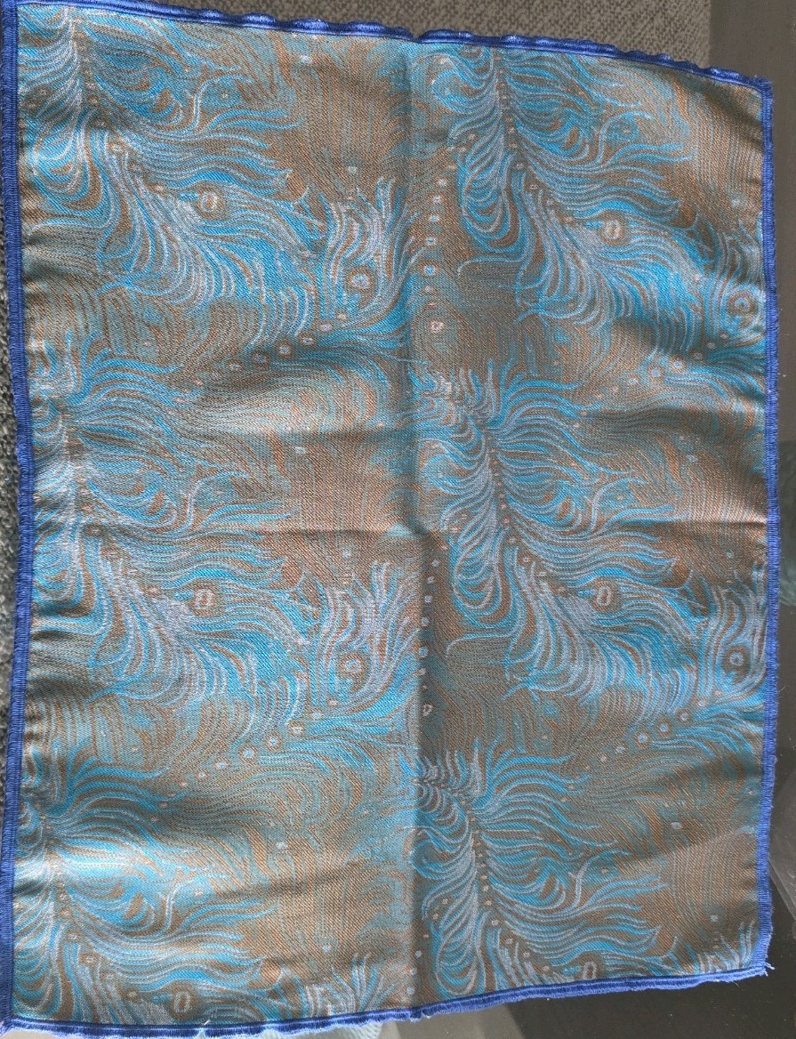 Peacock Feather Inspired Dining Table Linens BROCADE Viscose Fabric Set of 6 USA