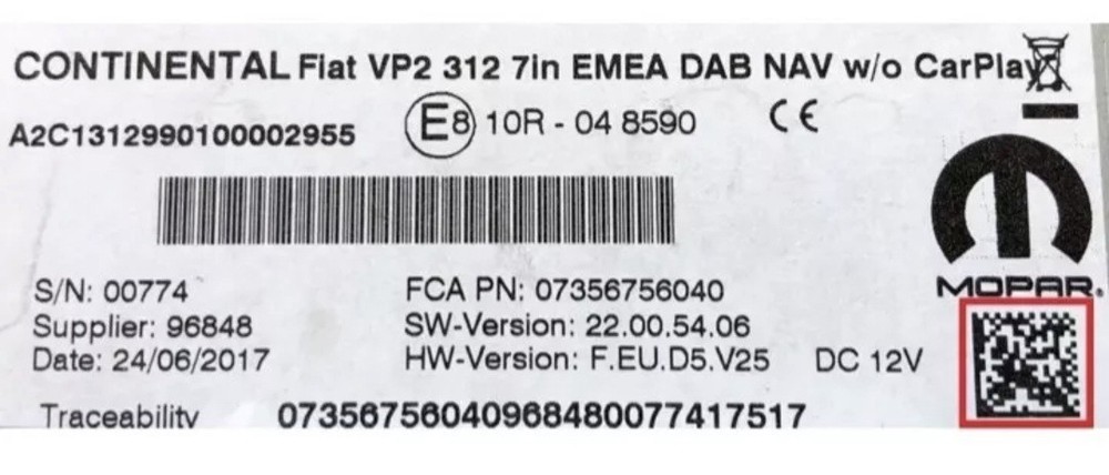 ✅ FIAT 520 VP2 EMEA NAFTA 5" 7" Radio Unlock Code Continental Navigation