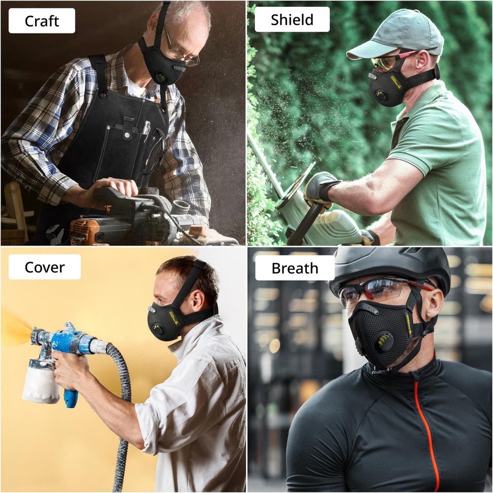 FIGHTECH Dust Mask – 3 Sizes - Reusable Face with Large, Black Single