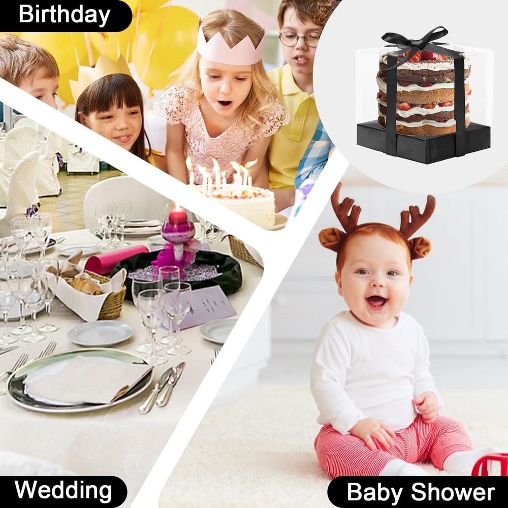 12 Pack Clear Plastic Cupcake Boxes, 3.5 Inch Gold Single Cupcake Containers ...