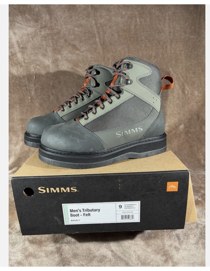 Simms Men's Tributary Boot - Felt Sole Wading Boots Basalt Size 9 NEW in Box