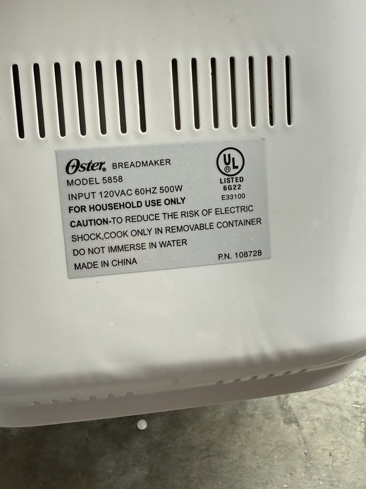 Oster 5858 Compact Breadmaker White 1.5lb ExpressBake Bread Machine Programmable