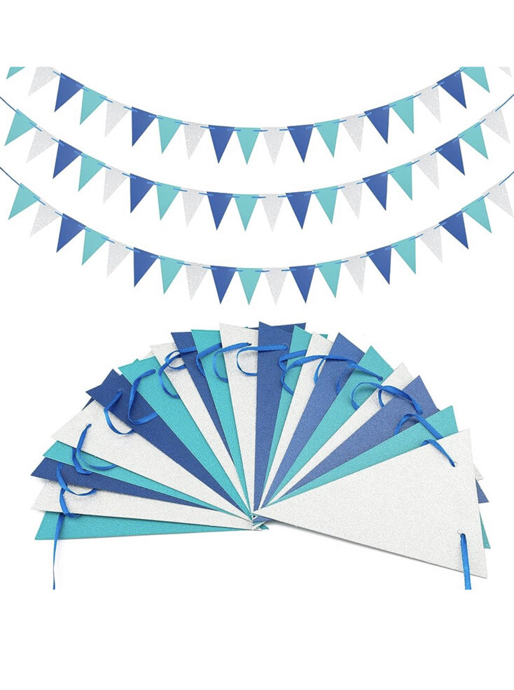 12 M Glitter Paper Bunting Triangular, 60 Pieces Double-Sided Hanging Dec