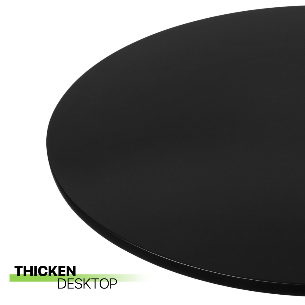 Black Wooden Round Pub Bar Table Adjustable Height Tabletop Chrome Base Kitchen