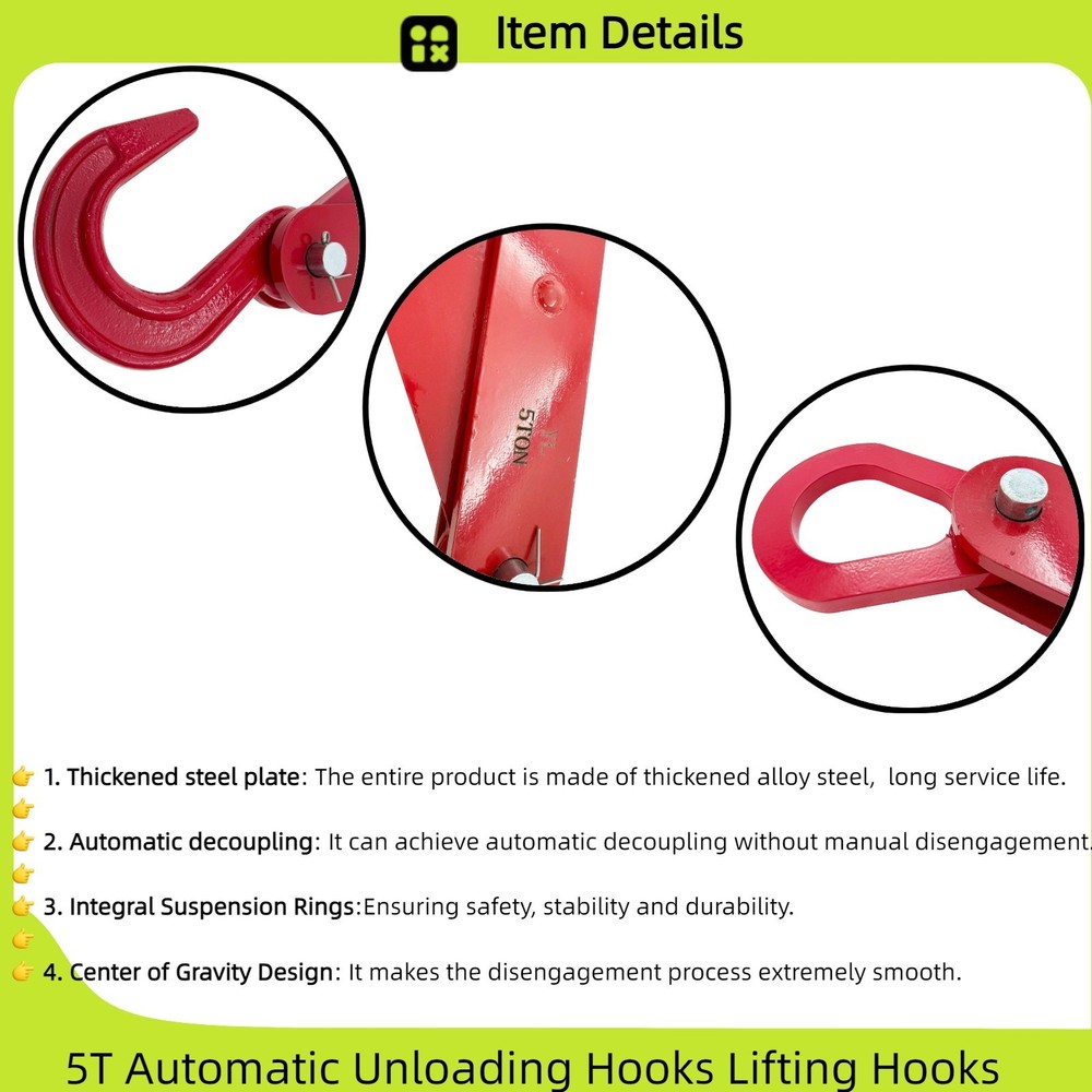 5T Automatic Unloading Hooks Lifting Hooks Unhooking Hook Alloy Steel