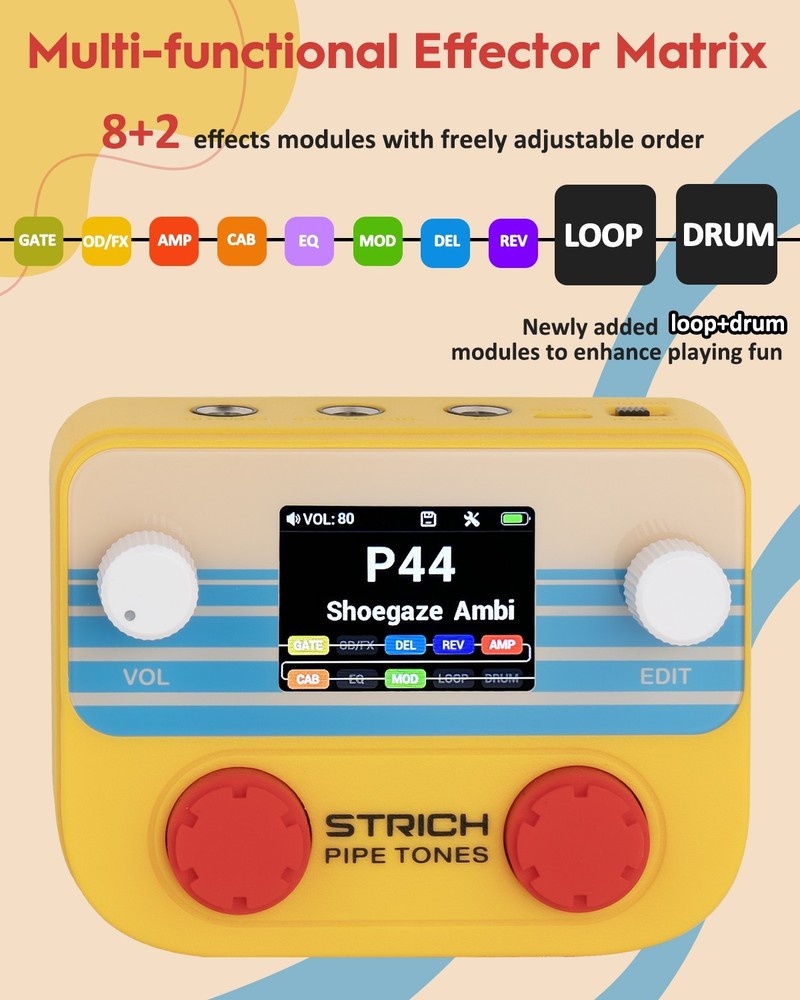 STRICH Pipe Tones Pocket Multi-Effects USB Audio Interface Wireless Control