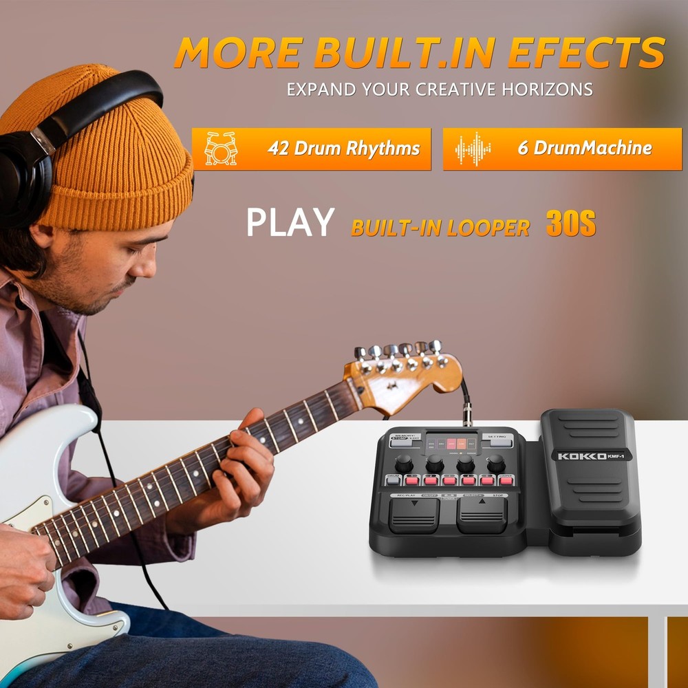 KMF-1 Multi Effects Guitar Pedal, 18 Amp/Cab Guitar Effects Processor with 77...