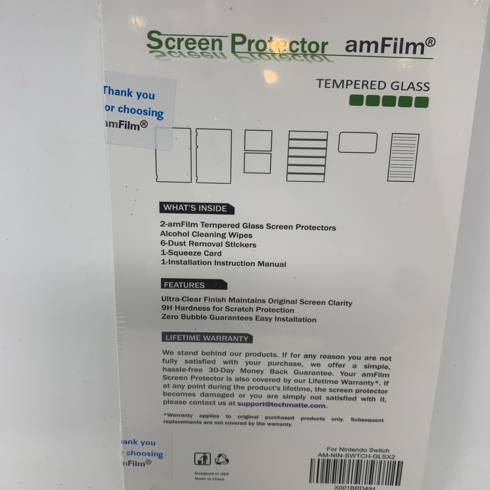 Nintendo Switch amFilm Tempered Glass Screen Protector 2 pack