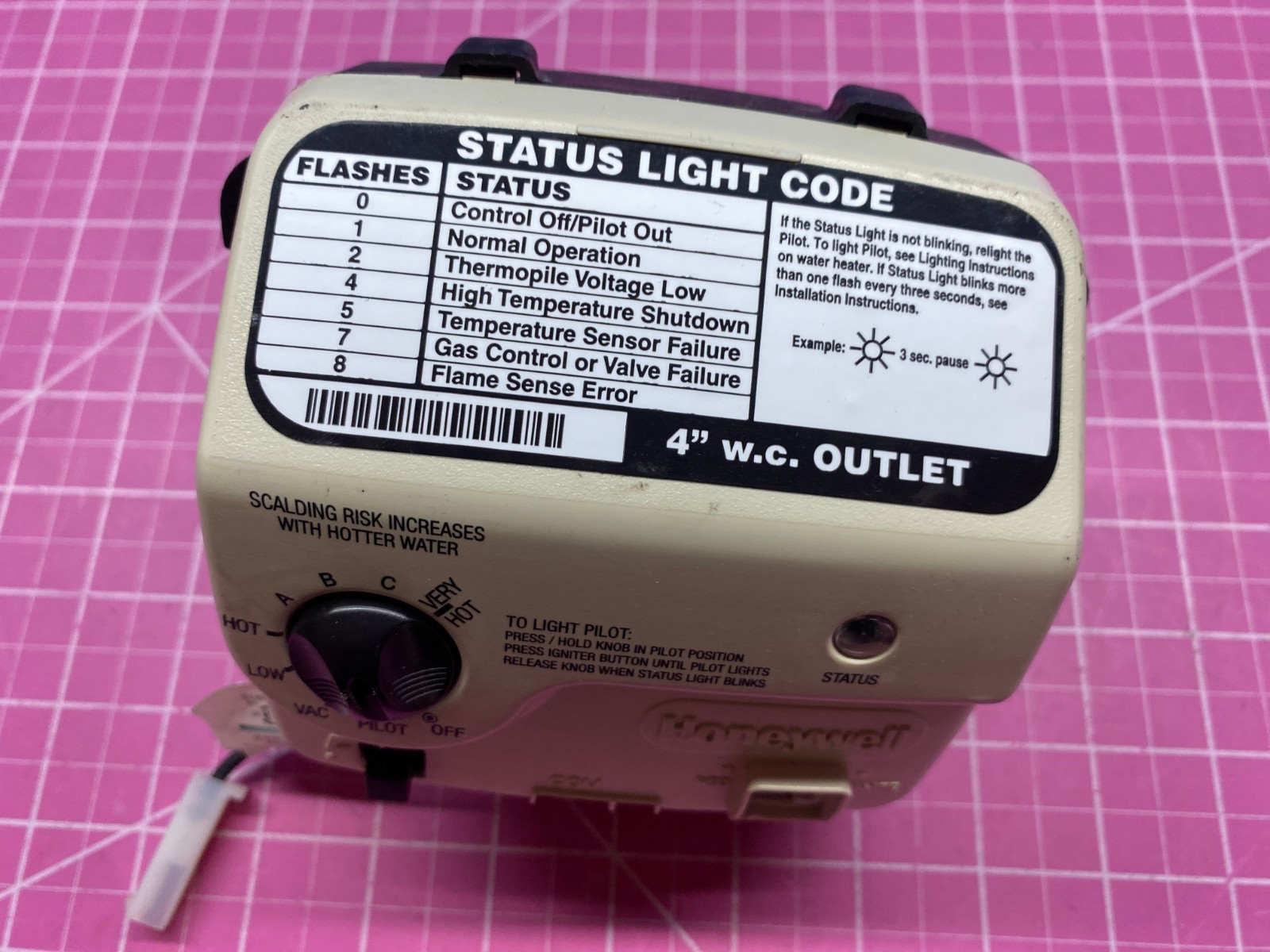 Honeywell Water Heater Gas Valve P# WV8840B1158