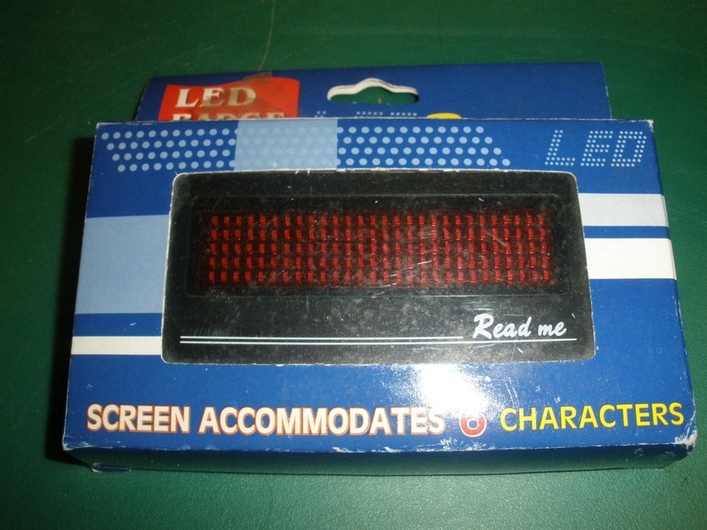 NEW Opened Box LED Badge Read Me Programmable Words in Box (T112)