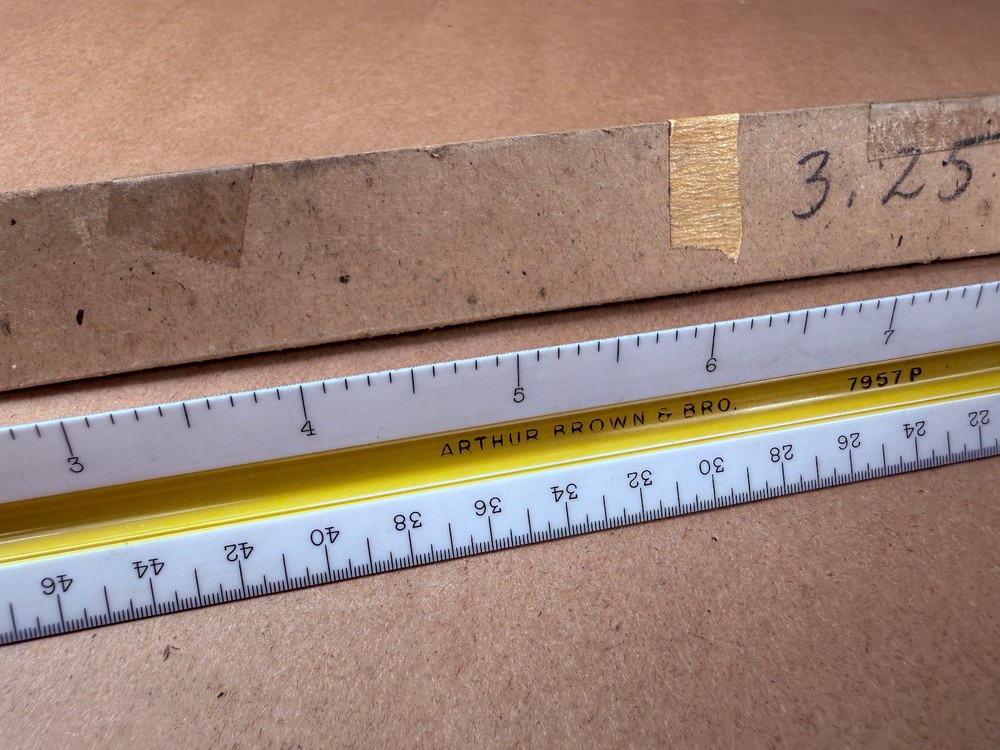 Vintage Arthur Brown 7957P Triangular Drafting Scale Ruler Engineering Scale 12”