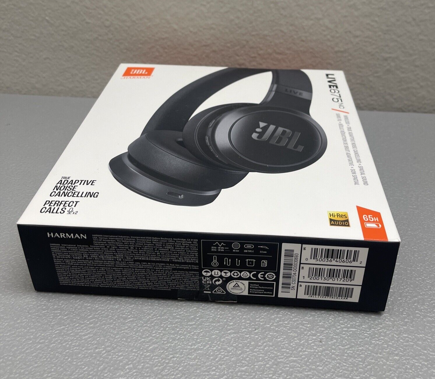 JBL Live 675NC Wireless On-Ear Headphones with Adaptive Noise Cancelling - NOB