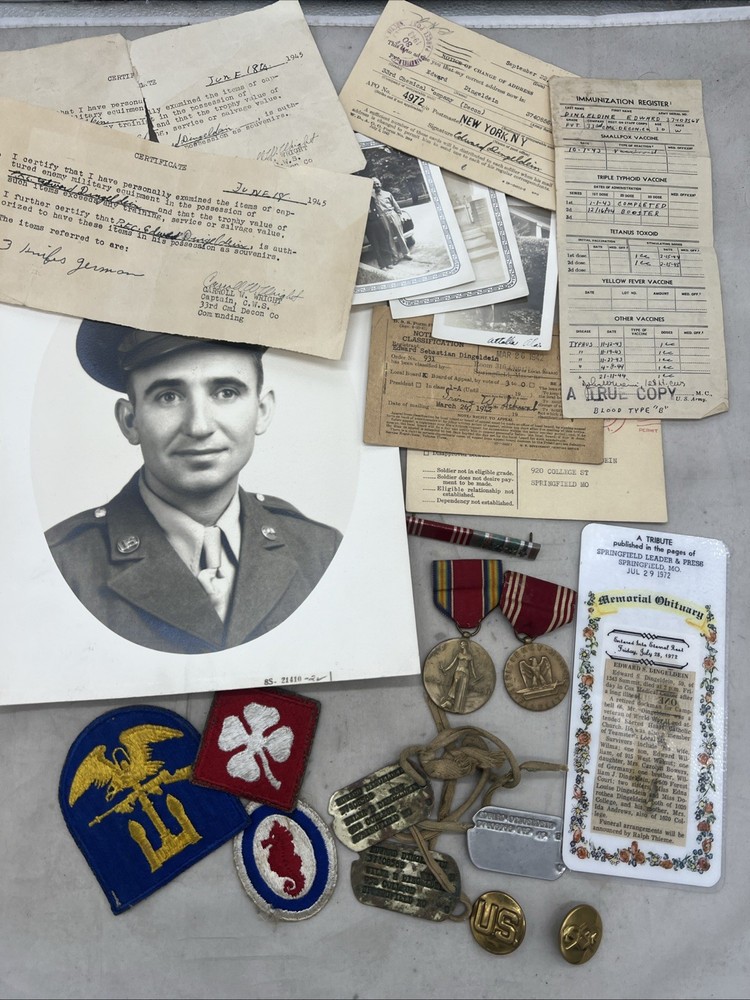 WW2 US Army Amphibious Chemical Decontamination D-Day Veteran Dog Tag Grouping