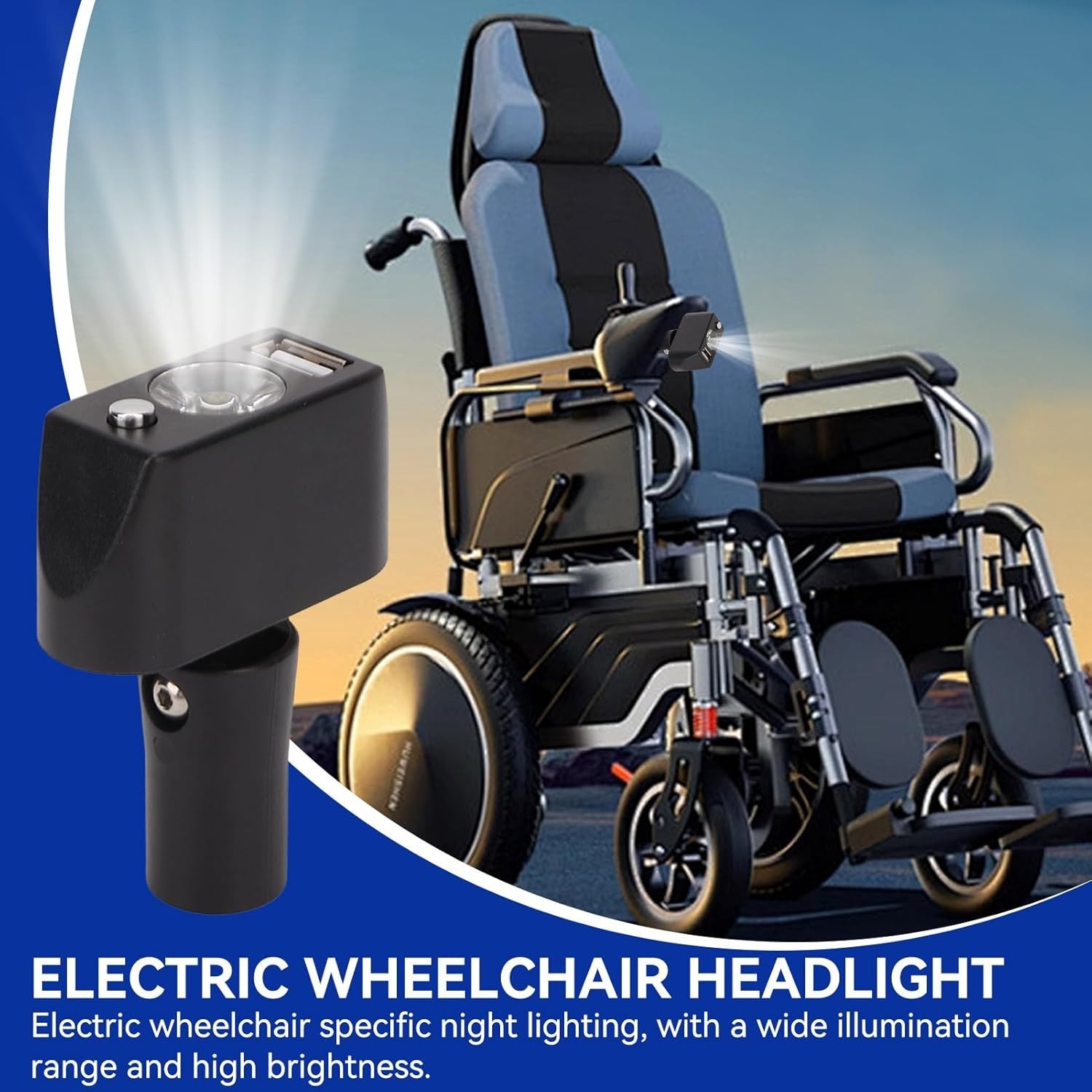 Electric Wheelchair Light, 3 Pin XLR Head Adjustable Angle LED Power Wheelchair