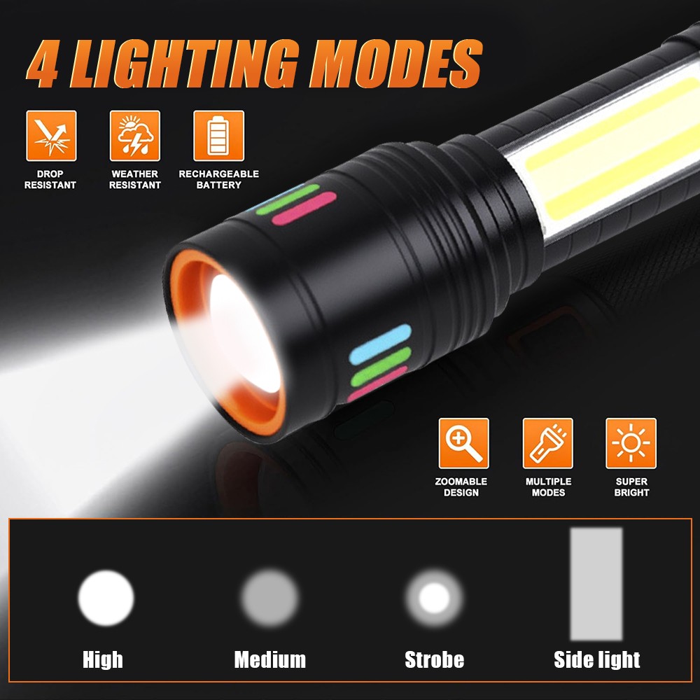 Linterna 5000000LM LED Recargable Linternas Alta Potencia Casa Batería Poderoso