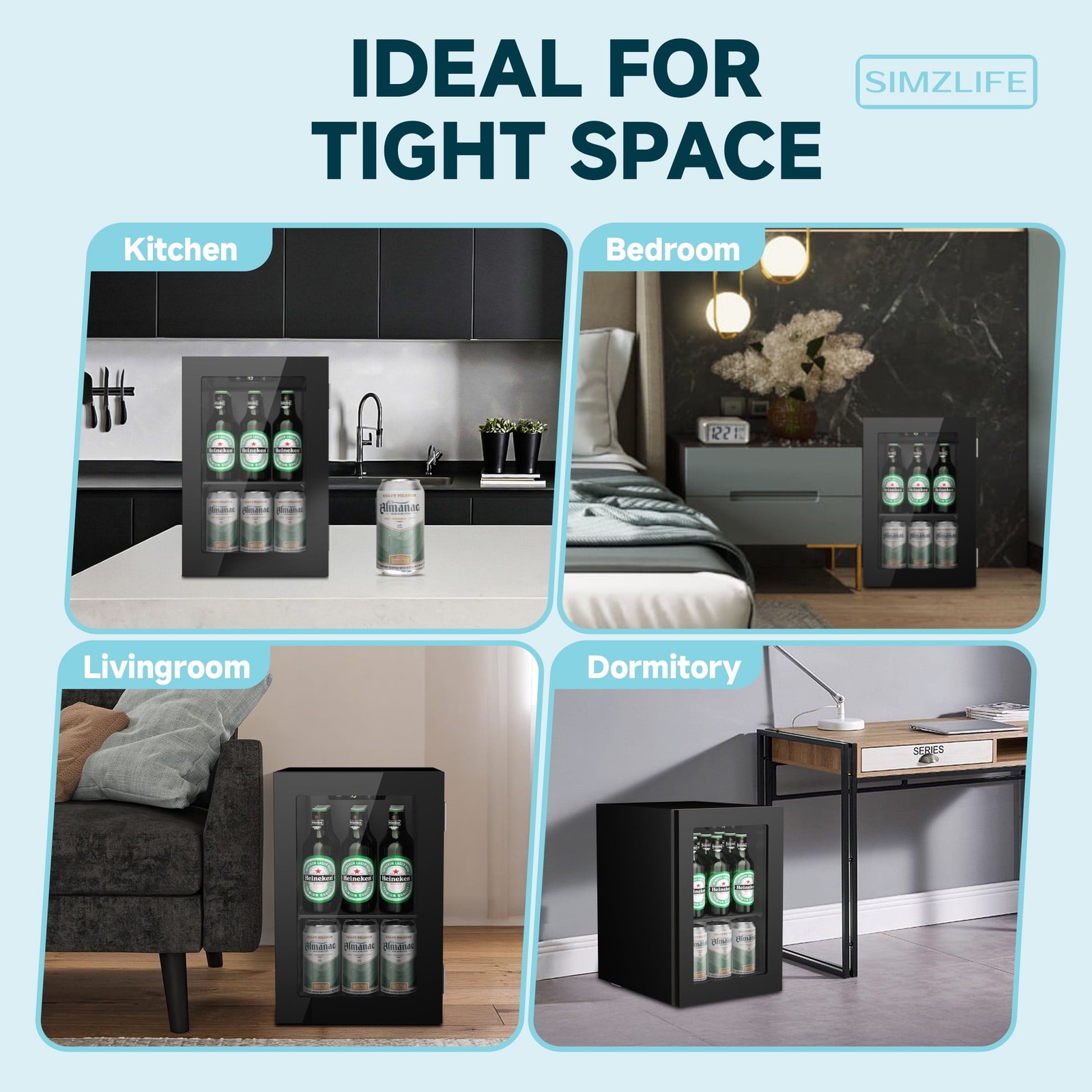 6 Bottles and 24 Cans Mini Beverage Refrigerator & Portable Cooler Refrigerator