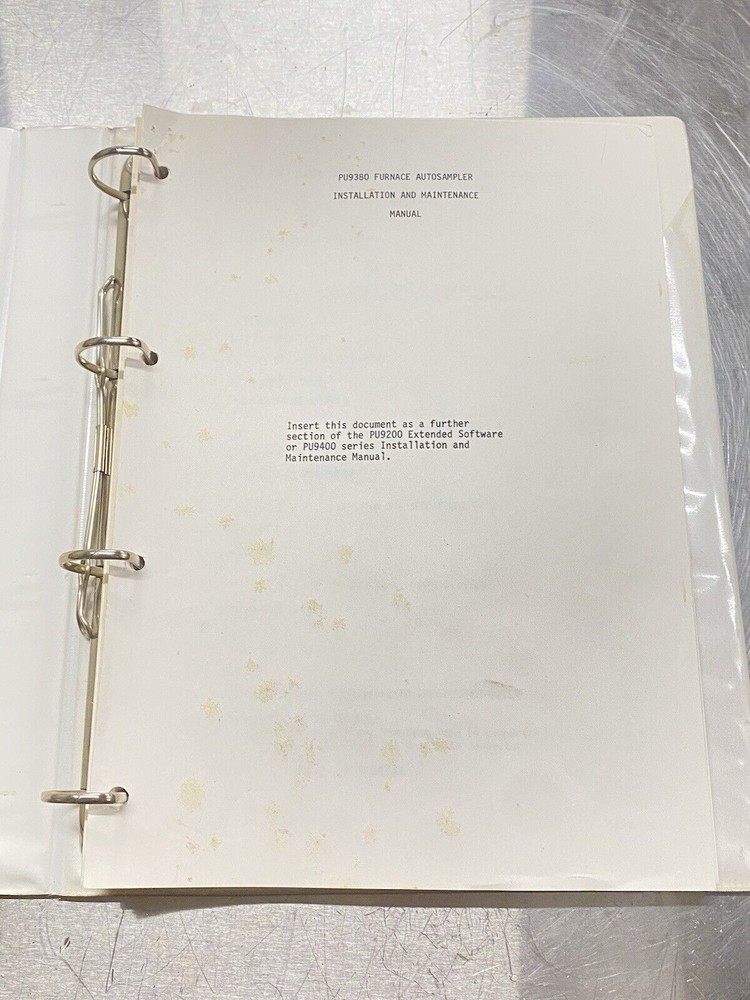 Furnace Autosampler PU9380 - Instructions Manual / Users Guide / Maintenance
