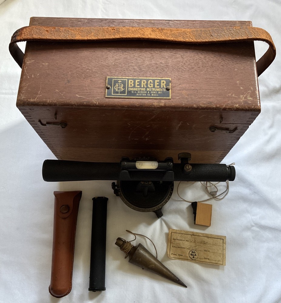 C.L. Berger Engineering Instruments Surveying Transit Level Scope 1B-1297 w/Box