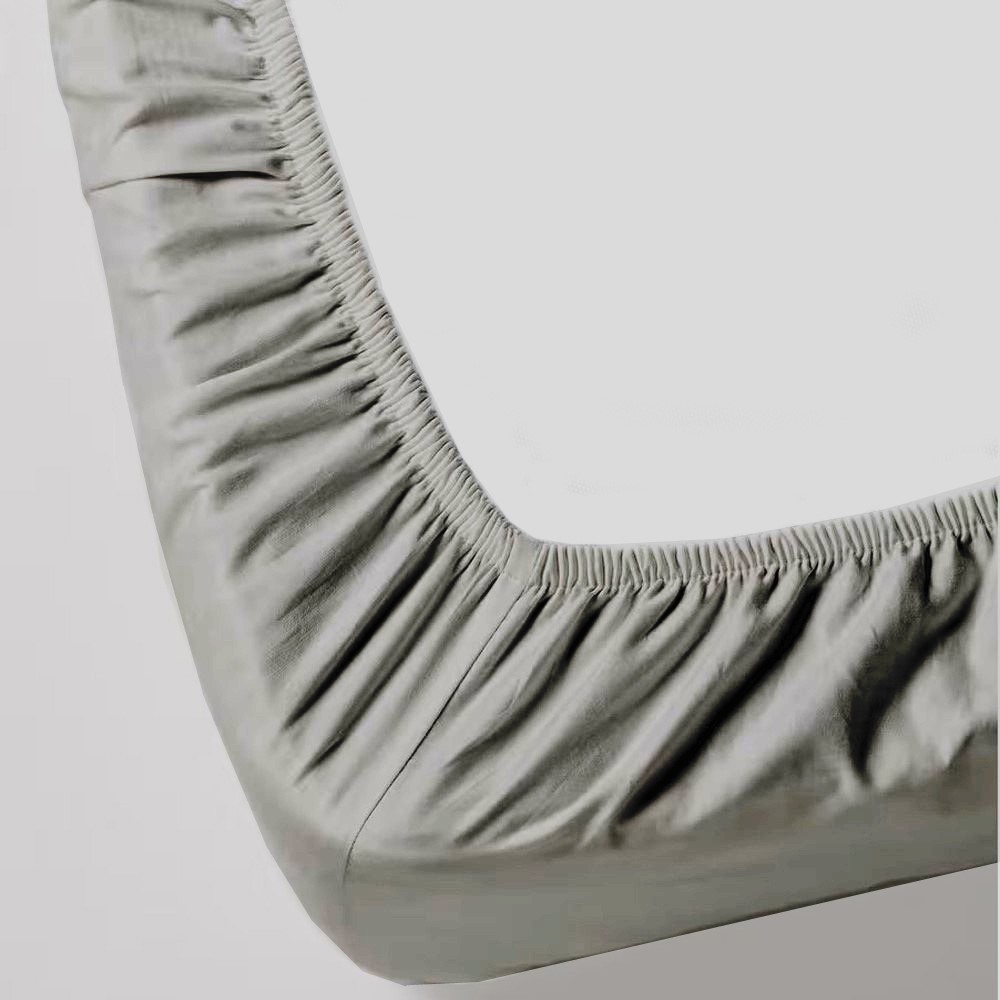 One Fitted/Bottom Sheet Solid Silver 650 TC Cotton Extra Elasticated Deep Pocket