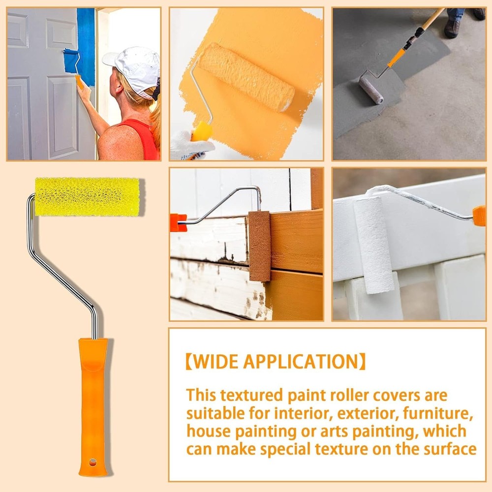 Versatile 12-Piece Foam Textured Roller Set with 2 Durable Frames - 3 Styles