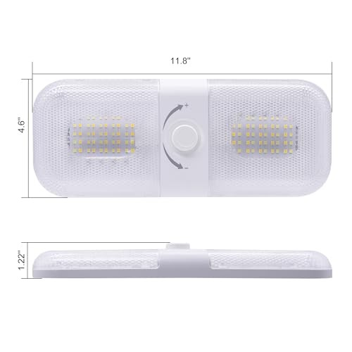 12V-24V DC RV Ceiling Light-2Pack Dimmable RV Light Fixture with 3