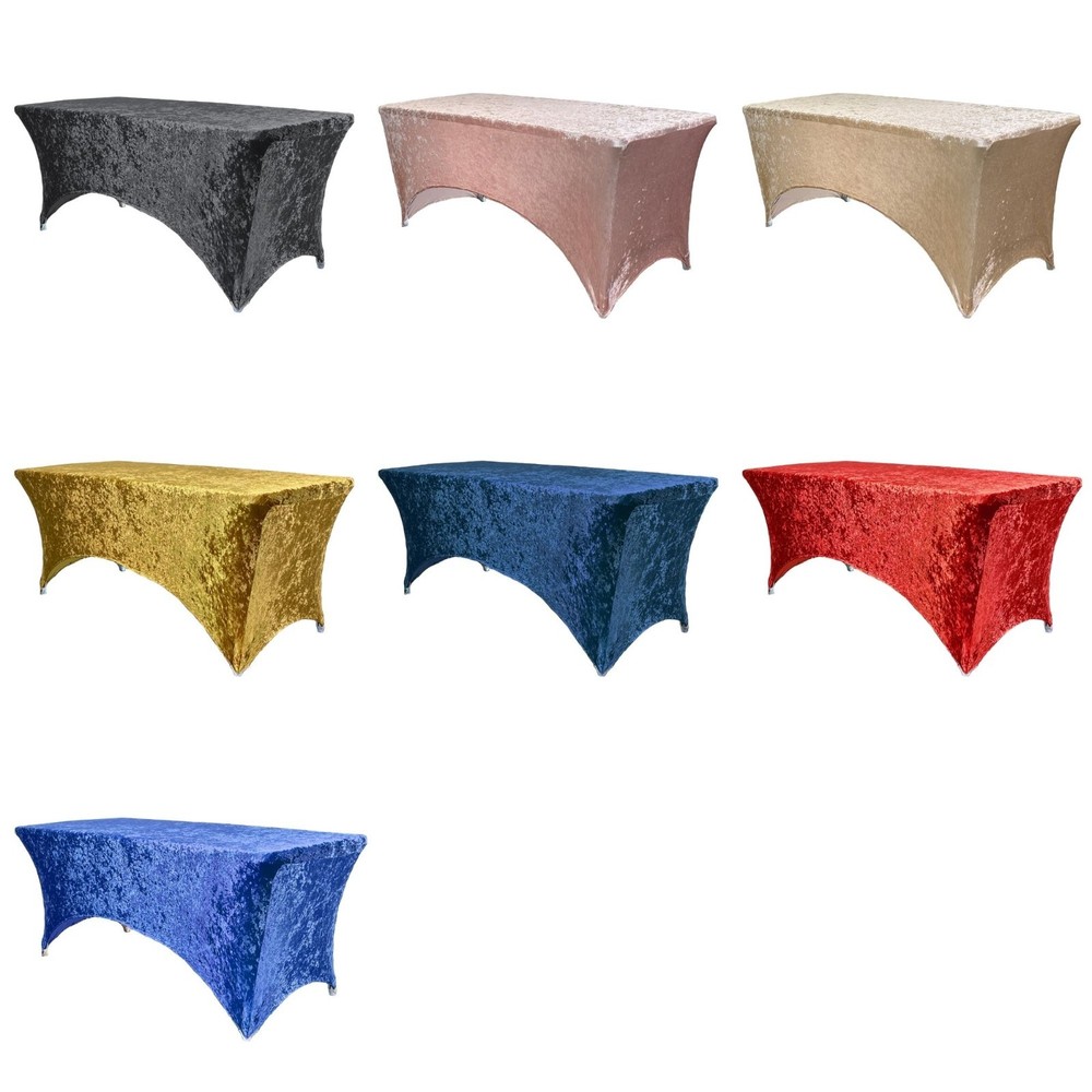 Velvet Folding 8ft Stretchy Modern Table Covers, Rectangular Fitted Tablecloths