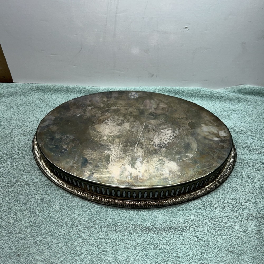 Vintage Silverplate Serving Tray 5 Section Crystal Insert