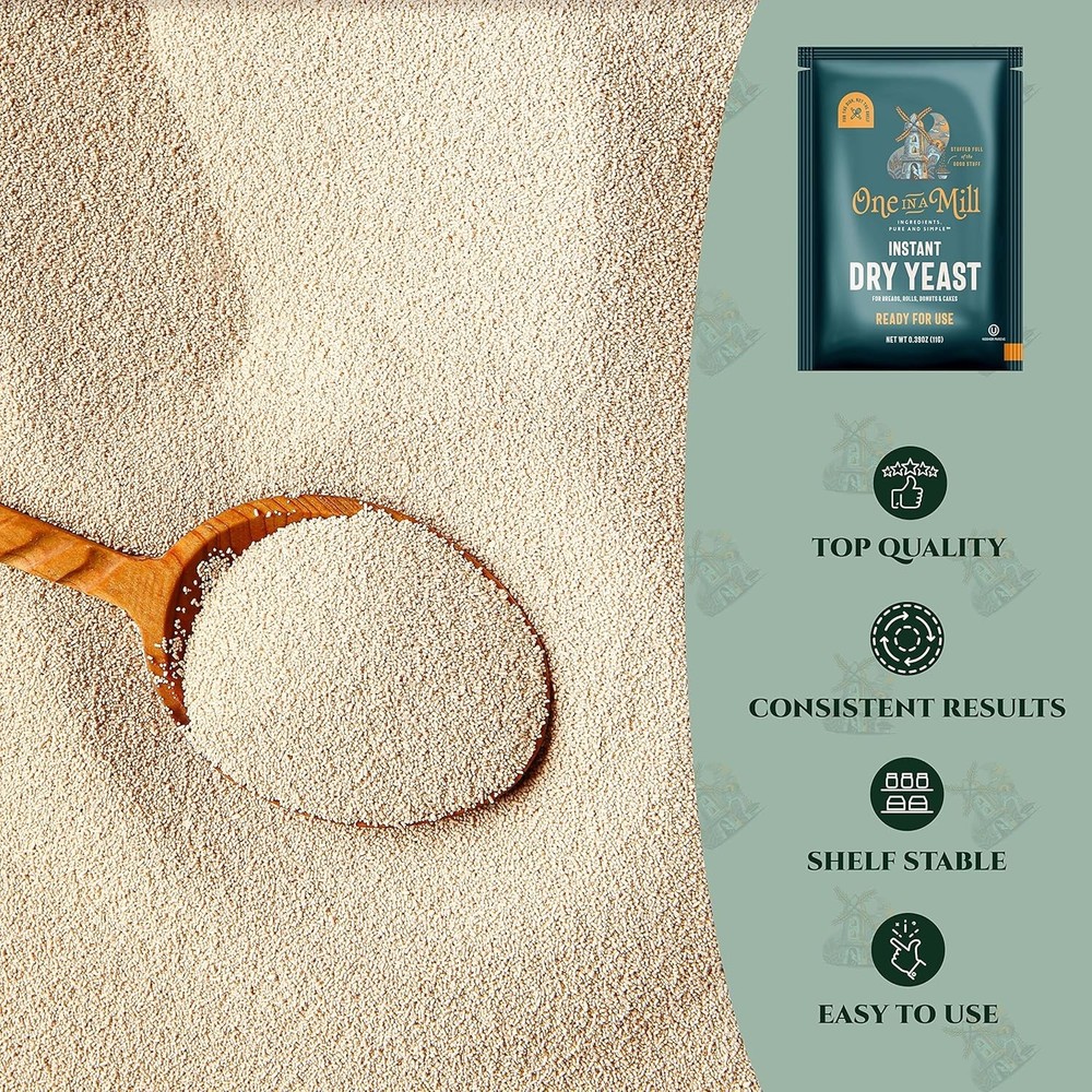 Instant Dry Yeast Packets - Fast Acting, 24 Kosher Packets for Quick Baking
