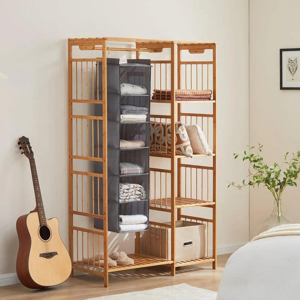 YOUDENOVA Hanging Closet Organizer, 6-Shelf 6-Tier, Grey