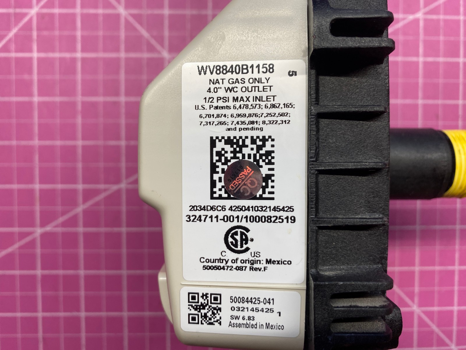 Honeywell Water Heater Gas Valve P# WV8840B1158