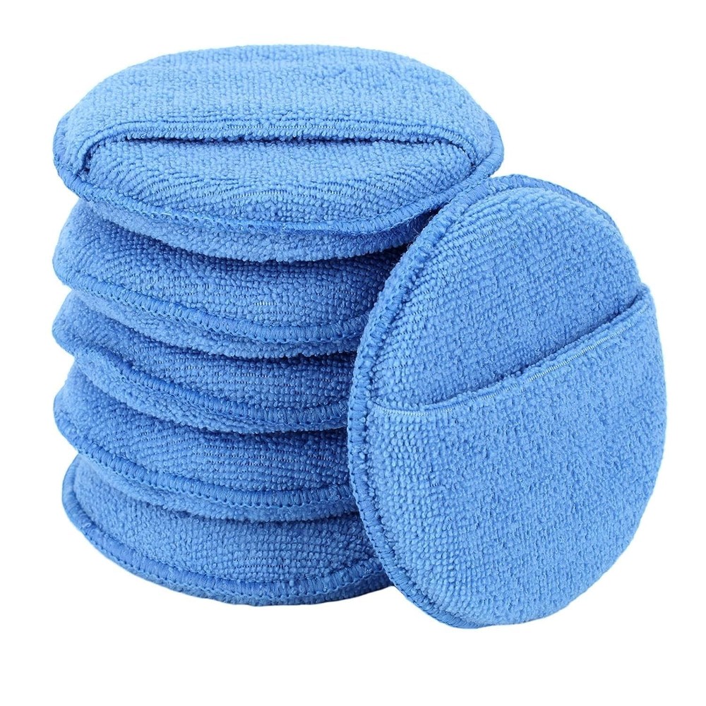 Six-pack microfiber car wax applicator pads.