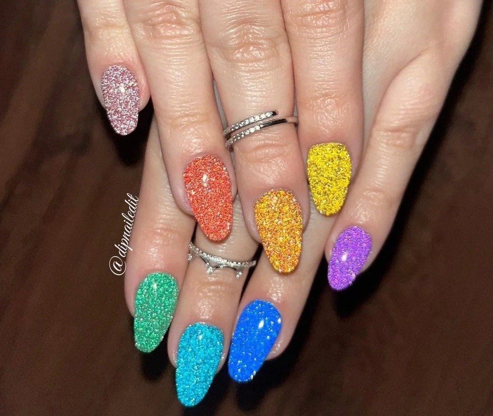 Ritzy Dips Nail Dip Powder Diva Reflective Glitter Dark Bright Solid Blue