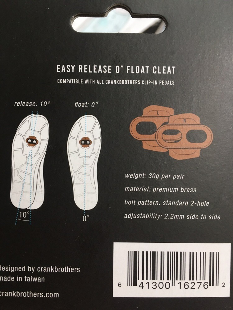 Crank Brothers Easy Release Cleats: 0-Degree Float 10-Degree Release Angle